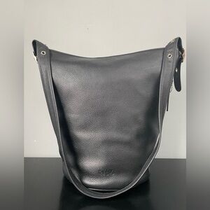 COACH Large Duffle Crossbody Shoulder Feeder Bag Black Pebble Leather/Gold 34474